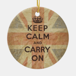 Ornamento De Cerâmica Mantenha a calma e continue com bandeira BRITÂNIC