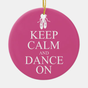 Ornamento De Cerâmica Mantenha a calma e dance no rosa dos calçados da