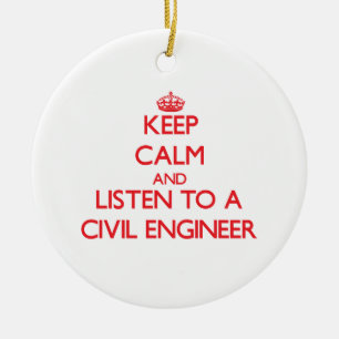 Ornamento De Cerâmica Mantenha a calma e escute um engenheiro civil