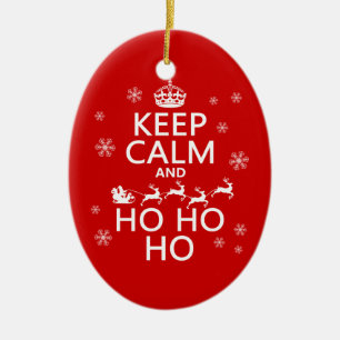 Ornamento De Cerâmica Mantenha a calma e Ho Ho Ho