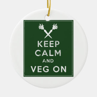 Ornamento De Cerâmica Mantenha a calma e o Veg sobre
