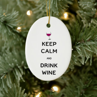 Ornamento De Cerâmica Mantenha Calmo e Beba Vinho Ano Personalizado