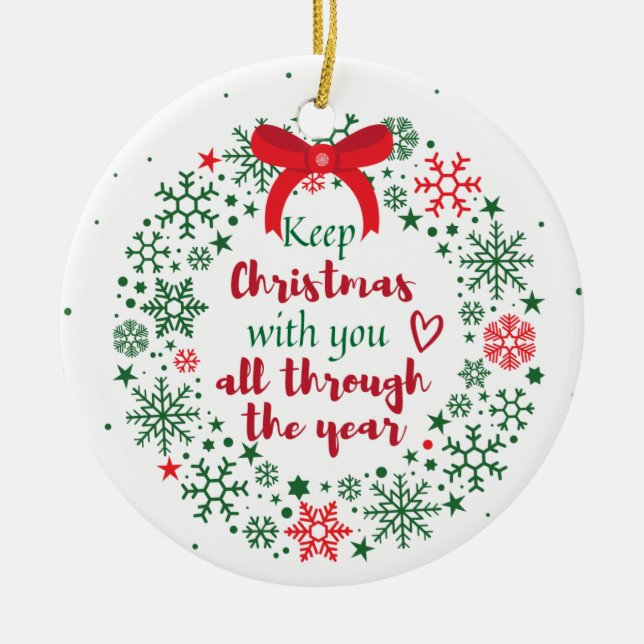 Ornamento De Cerâmica Mantenha o Natal com você (Frente)