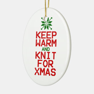 Ornamento De Cerâmica Mantenha-se aquecido e de acordo para o Natal