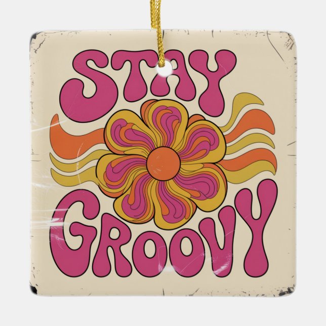 Ornamento De Cerâmica Mantenha-se Groovy (Frente)