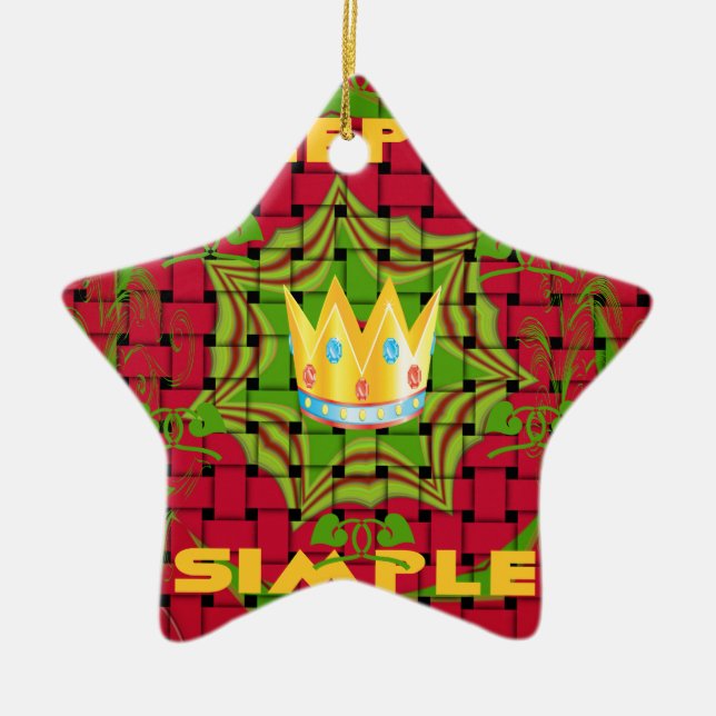 Ornamento De Cerâmica Mantenha Simples: impressão Floral Vermelho De For (Frente)