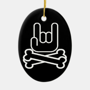 Ornamento De Cerâmica Mão da rocha com crossbones