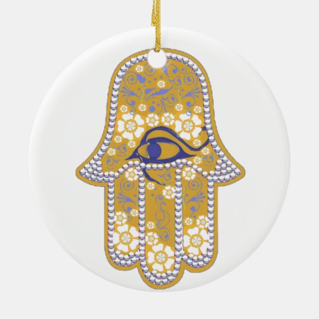 Ornamento De Cerâmica Mão do hamsa de Fatima (Traseira)
