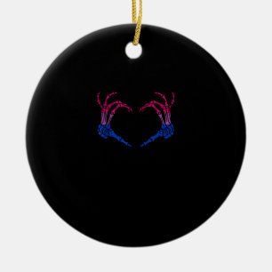 Ornamento De Cerâmica Mão do Skeleton Heart Bisexual Lgbt-Q Pride Skull