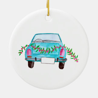 Ornamento De Cerâmica Mão pintada de aquarela Carro de Natal