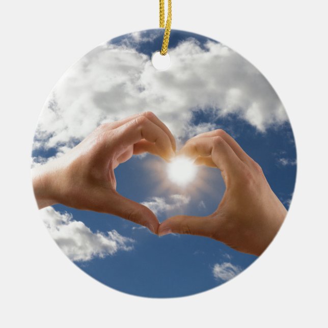 Ornamento De Cerâmica Mãos de amor (Frente)
