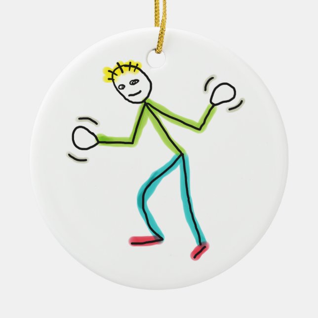 Ornamento De Cerâmica Mãos de Jazz Stickman (Frente)