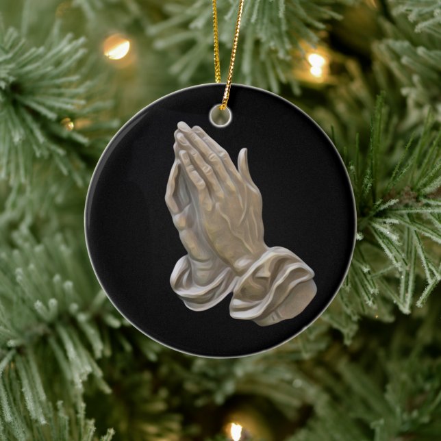 Ornamento De Cerâmica Mãos De Rezamento Pintadas De Metal (Árvore)