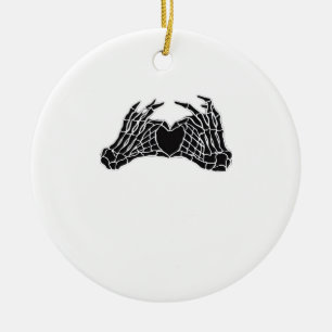 Ornamento De Cerâmica Mãos do Coração do Esqueleto - Clássico