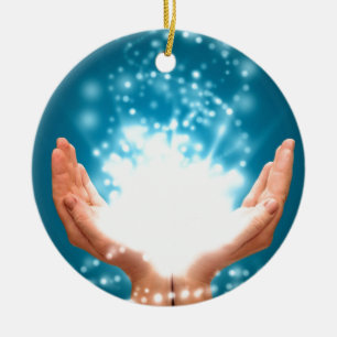 Ornamento De Cerâmica Mãos verdes para cicatrização chakra Reiki ener