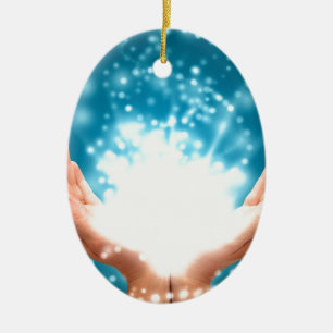 Ornamento De Cerâmica Mãos verdes para cicatrização chakra Reiki energia