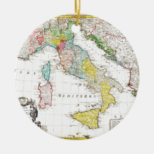Ornamento De Cerâmica Mapa 1742 dos herdeiro de Homann de Italia
