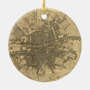Ornamento De Cerâmica Mapa 1797 de Dublin Ireland