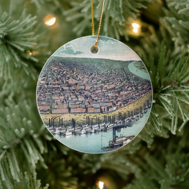 Ornamento De Cerâmica Mapa Aéreo Antiquado de Santo Louis, Missouri, 185 (Árvore)