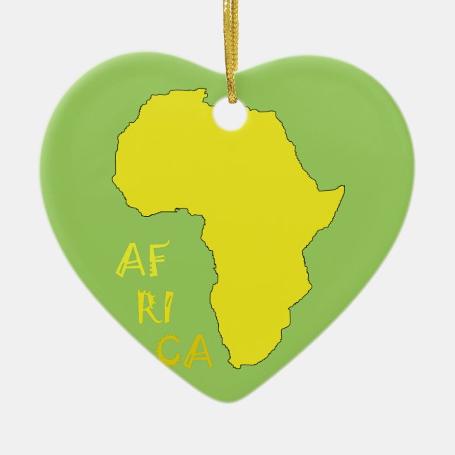 Ornamento De Cerâmica Mapa Africano Amarelo Funky (Frente)