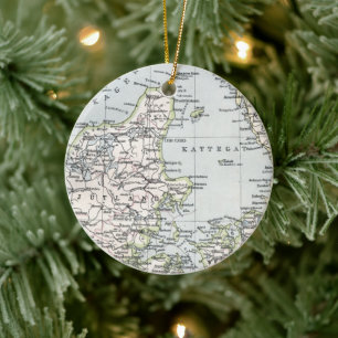 Ornamento De Cerâmica Mapa antigo da Dinamarca, Danmark em dinamarquês,