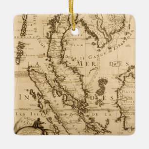 Ornamento De Cerâmica Mapa antigo de 3Sudeste Asiático 1687