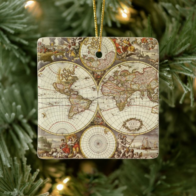 Ornamento De Cerâmica Mapa antigo de Frederick de Wit, c. 1680 (Árvore)