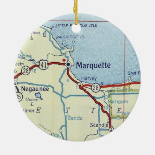 Ornamento De Cerâmica Mapa antigo do MI da Marquette