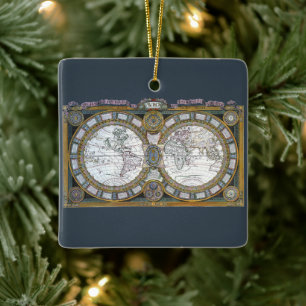 Ornamento De Cerâmica Mapa antigo do velho mundo por Claude Auguste Bere