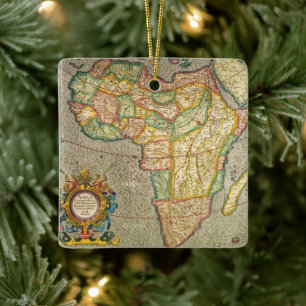 Ornamento De Cerâmica Mapa Antiquado do Mercador Mundial da África, 1633