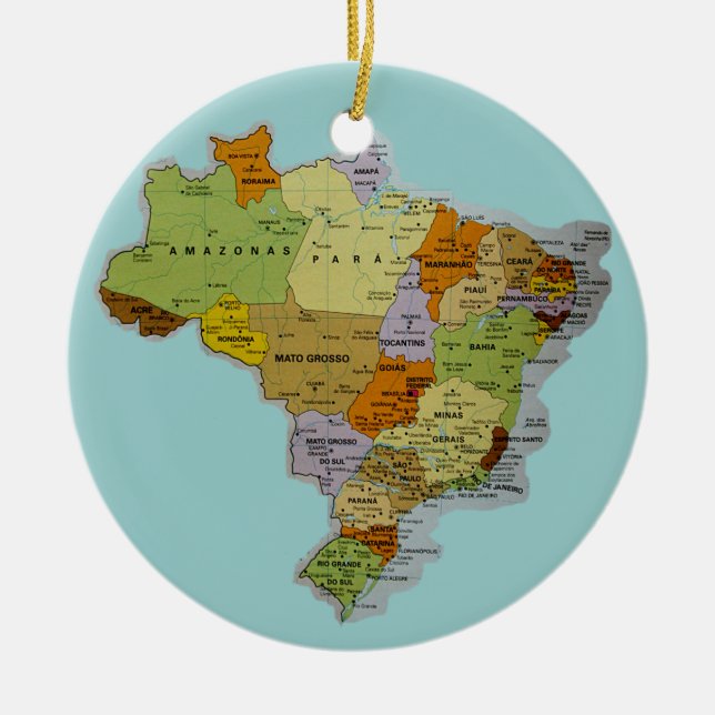 Ornamento De Cerâmica Mapa brasileiro (Frente)