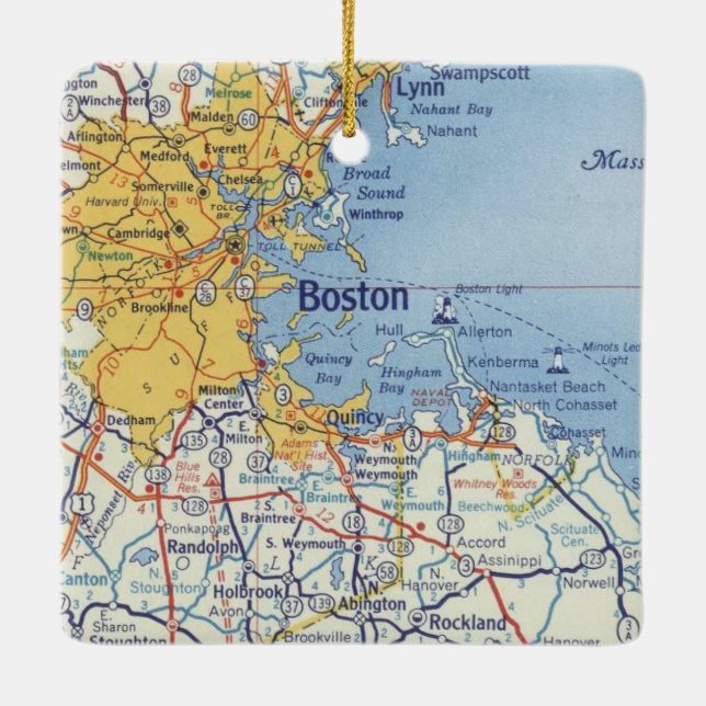 Ornamento De Cerâmica Mapa clássico do Boston MÃE (Verso)
