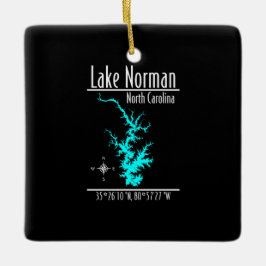 Ornamento De Cerâmica Mapa Coordenadas do Lago Norman Carolina do Norte
