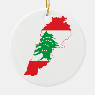 Ornamento De Cerâmica Mapa da bandeira de Líbano