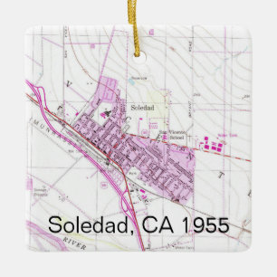 Ornamento De Cerâmica Mapa da CA 1955 Soledad