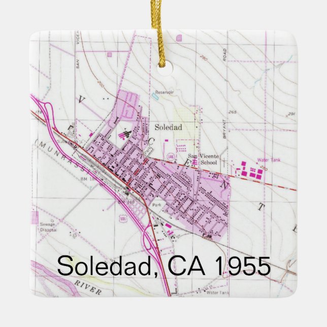 Ornamento De Cerâmica Mapa da CA 1955 Soledad (Frente)
