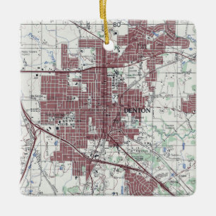 Ornamento De Cerâmica Mapa da cidade de Denton Texas