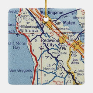 Ornamento De Cerâmica Mapa da cidade de Redwood