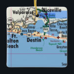 Ornamento De Cerâmica Mapa da Destin Florida<br><div class="desc">Destruir Enfeites de natal da Flórida feito com mapa de estrada vintage.</div>