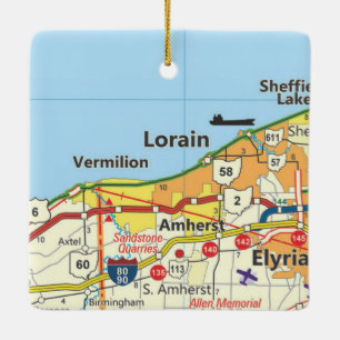 Ornamento De Cerâmica Mapa da estrada de Lorain Ohio