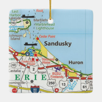 Ornamento De Cerâmica Mapa da Estrada Sandusky