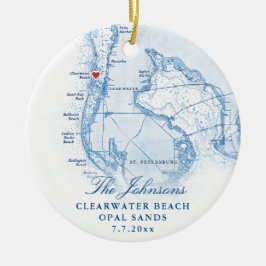 Ornamento De Cerâmica Mapa da FL da praia Clearwater Recém-casado Primei