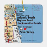Ornamento De Cerâmica Mapa da Flórida de Atlantic Beach<br><div class="desc">Enfeites de natal da Atlantic Beach Florida feito com mapa de estrada vintage.</div>