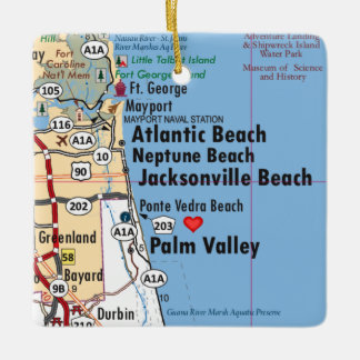 Ornamento De Cerâmica Mapa da Flórida de Atlantic Beach