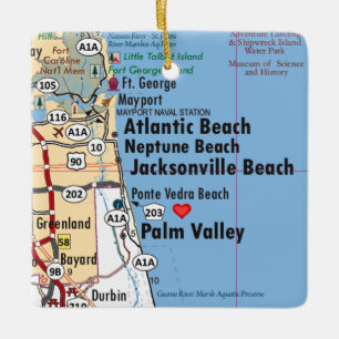 Ornamento De Cerâmica Mapa da Florida em Atlantic Beach
