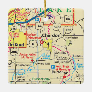 Ornamento De Cerâmica Mapa da Imagem de Chardon Ohio