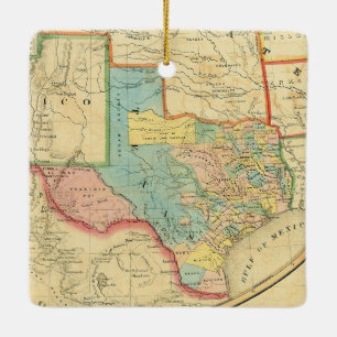 Ornamento De Cerâmica Mapa da República do Texas 1851