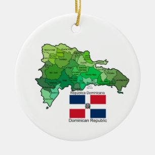 Ornamento De Cerâmica Mapa da República Dominicana