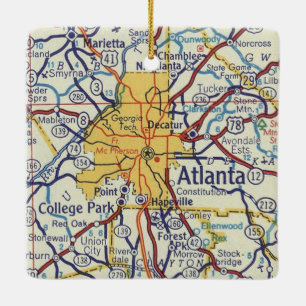 Ornamento De Cerâmica Mapa da Vintage Atlanta