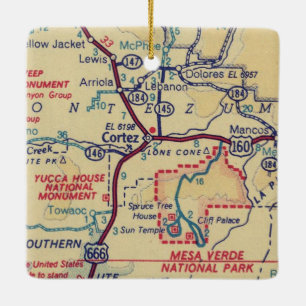 Ornamento De Cerâmica Mapa da Vintage CO Cortez